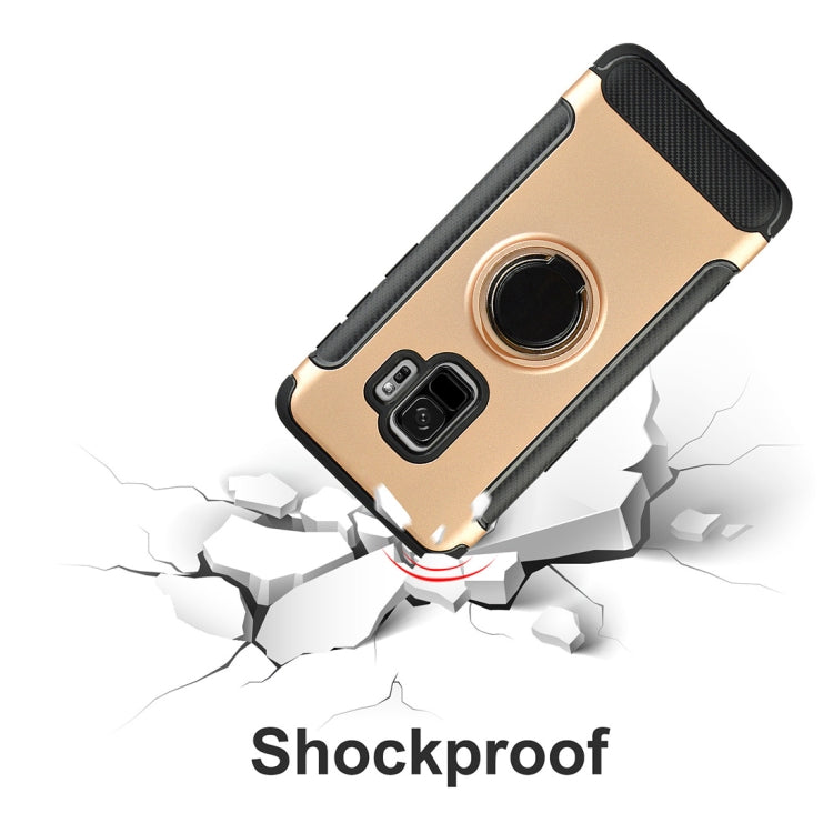 For Galaxy S9 TPU + PC Shockproof Protective Back Case with Rotatable Ring Holder