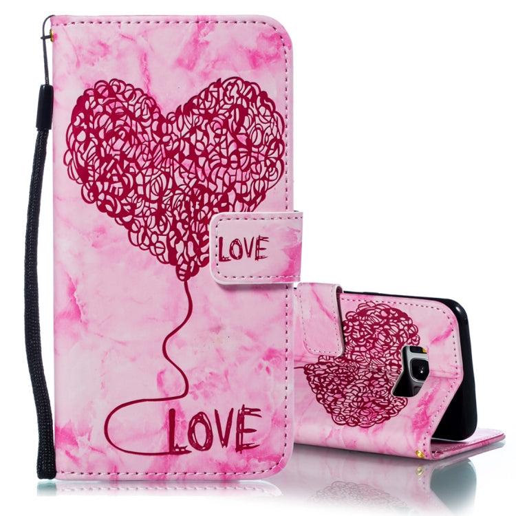 Heart + Marble Pattern Horizontal Flip Leather Case for Galaxy S8+ / G955, with Holder & Card Slots & Wallet & Lanyard