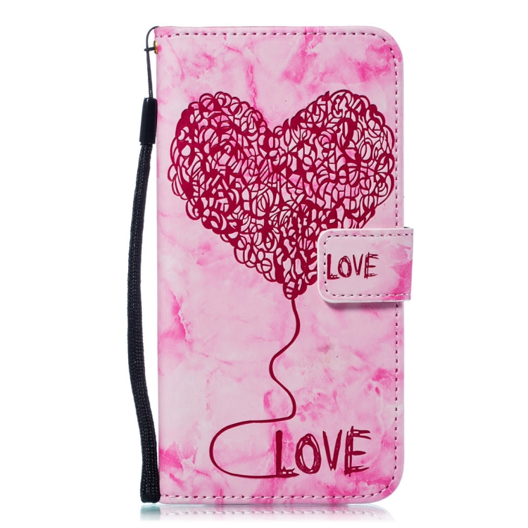 Heart + Marble Pattern Horizontal Flip Leather Case for Galaxy S8+ / G955, with Holder & Card Slots & Wallet & Lanyard