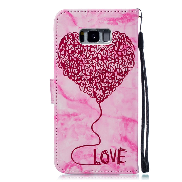 Heart + Marble Pattern Horizontal Flip Leather Case for Galaxy S8+ / G955, with Holder & Card Slots & Wallet & Lanyard