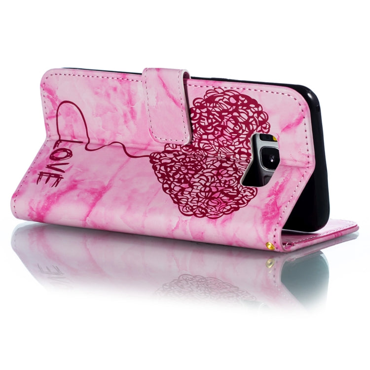 Heart + Marble Pattern Horizontal Flip Leather Case for Galaxy S8+ / G955, with Holder & Card Slots & Wallet & Lanyard