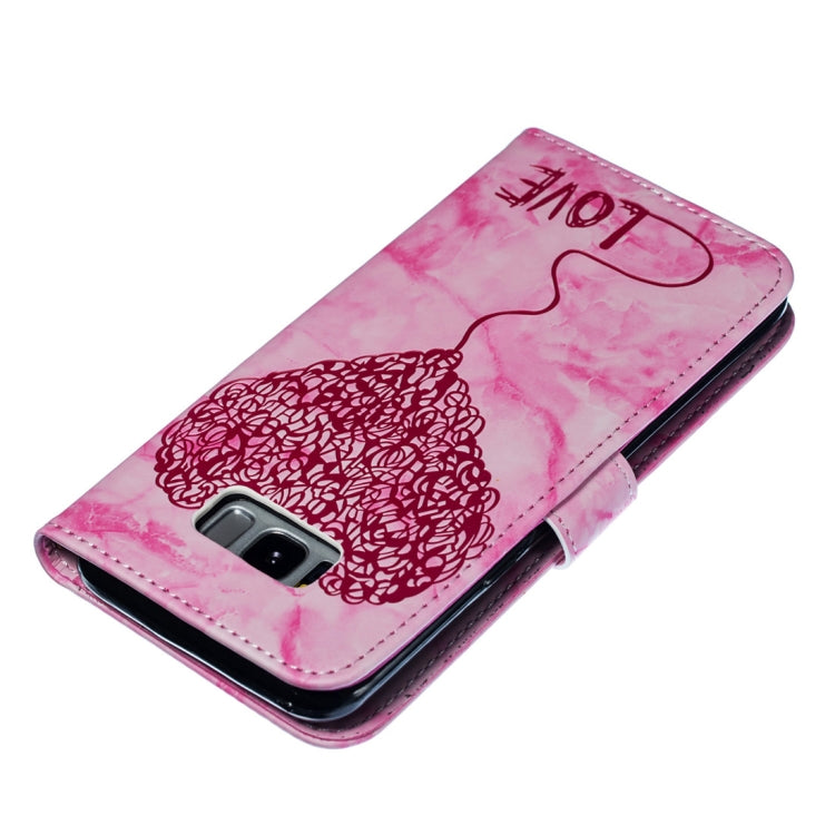 Heart + Marble Pattern Horizontal Flip Leather Case for Galaxy S8+ / G955, with Holder & Card Slots & Wallet & Lanyard
