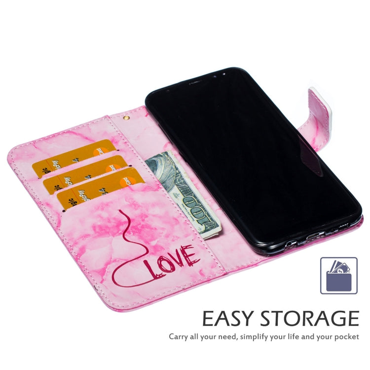 Heart + Marble Pattern Horizontal Flip Leather Case for Galaxy S8+ / G955, with Holder & Card Slots & Wallet & Lanyard