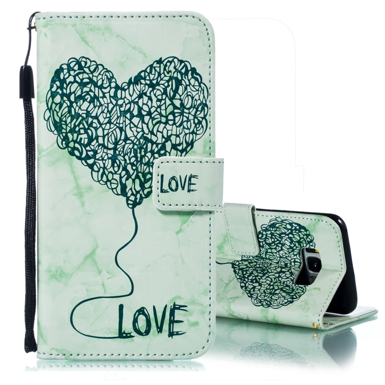 Heart + Marble Pattern Horizontal Flip Leather Case for Galaxy S8+ / G955, with Holder & Card Slots & Wallet & Lanyard