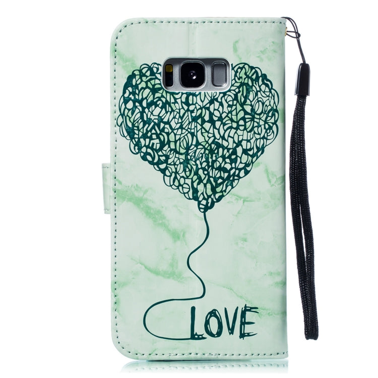 Heart + Marble Pattern Horizontal Flip Leather Case for Galaxy S8+ / G955, with Holder & Card Slots & Wallet & Lanyard