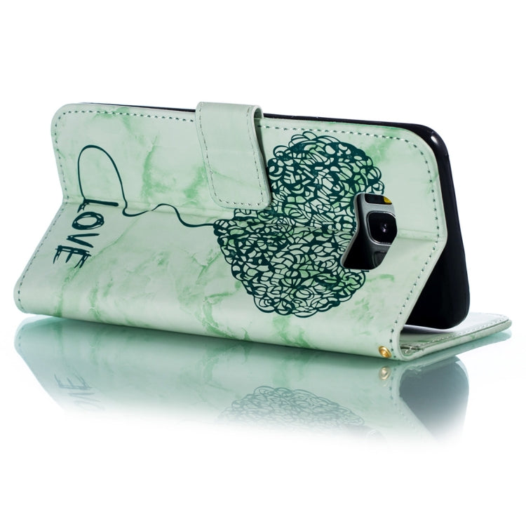 Heart + Marble Pattern Horizontal Flip Leather Case for Galaxy S8+ / G955, with Holder & Card Slots & Wallet & Lanyard