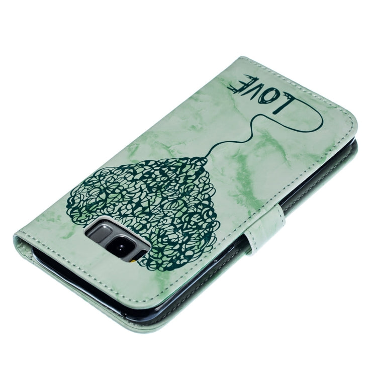 Heart + Marble Pattern Horizontal Flip Leather Case for Galaxy S8+ / G955, with Holder & Card Slots & Wallet & Lanyard