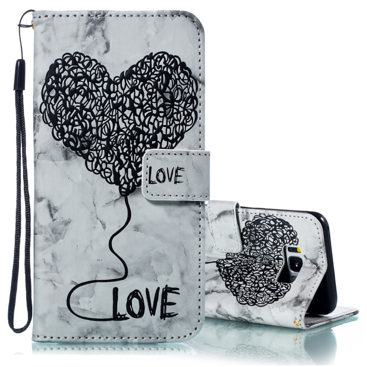 Heart + Marble Pattern Horizontal Flip Leather Case for Galaxy S8+ / G955, with Holder & Card Slots & Wallet & Lanyard
