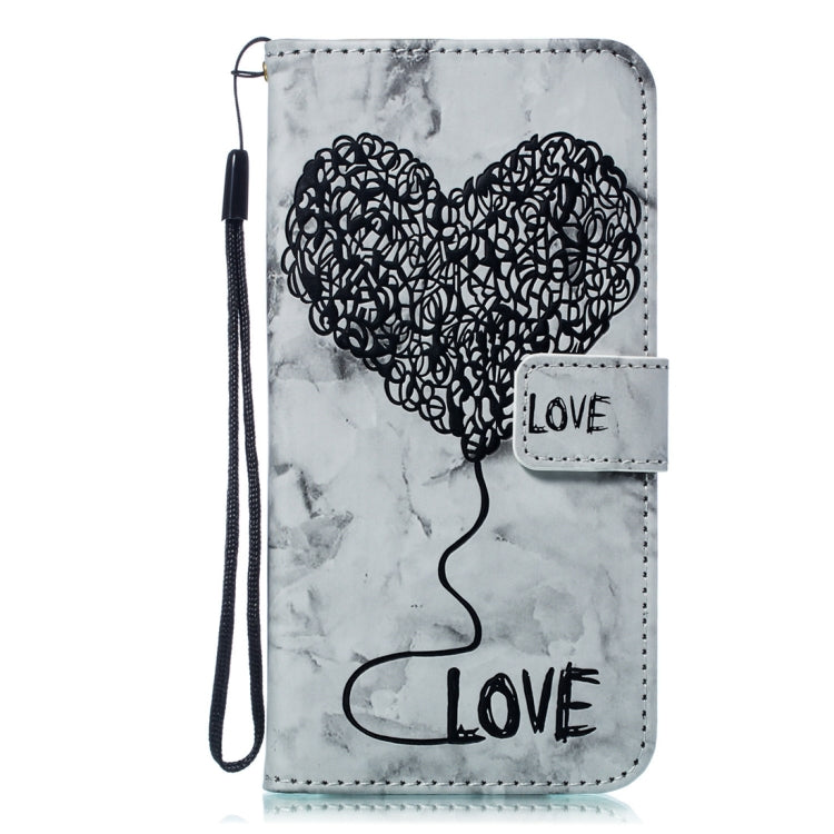 Heart + Marble Pattern Horizontal Flip Leather Case for Galaxy S8+ / G955, with Holder & Card Slots & Wallet & Lanyard