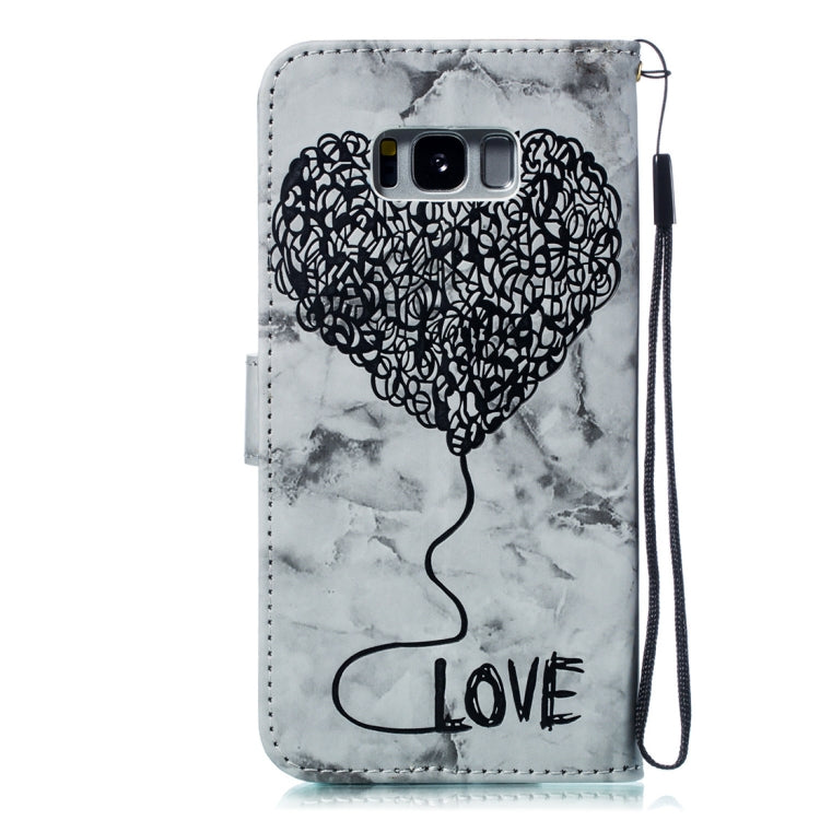 Heart + Marble Pattern Horizontal Flip Leather Case for Galaxy S8+ / G955, with Holder & Card Slots & Wallet & Lanyard