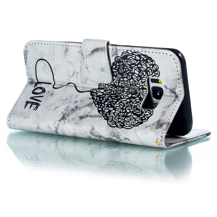 Heart + Marble Pattern Horizontal Flip Leather Case for Galaxy S8+ / G955, with Holder & Card Slots & Wallet & Lanyard