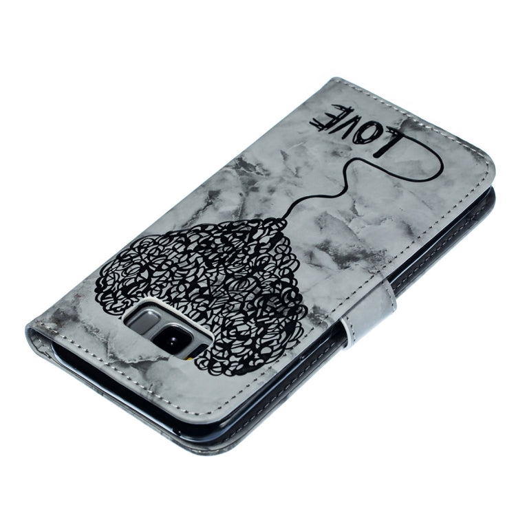 Heart + Marble Pattern Horizontal Flip Leather Case for Galaxy S8+ / G955, with Holder & Card Slots & Wallet & Lanyard