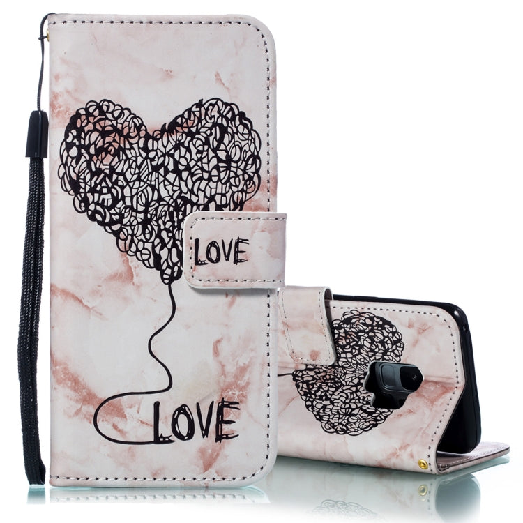 Heart + Marble Pattern Horizontal Flip Leather Case for Galaxy S9, with Holder & Card Slots & Wallet & Lanyard