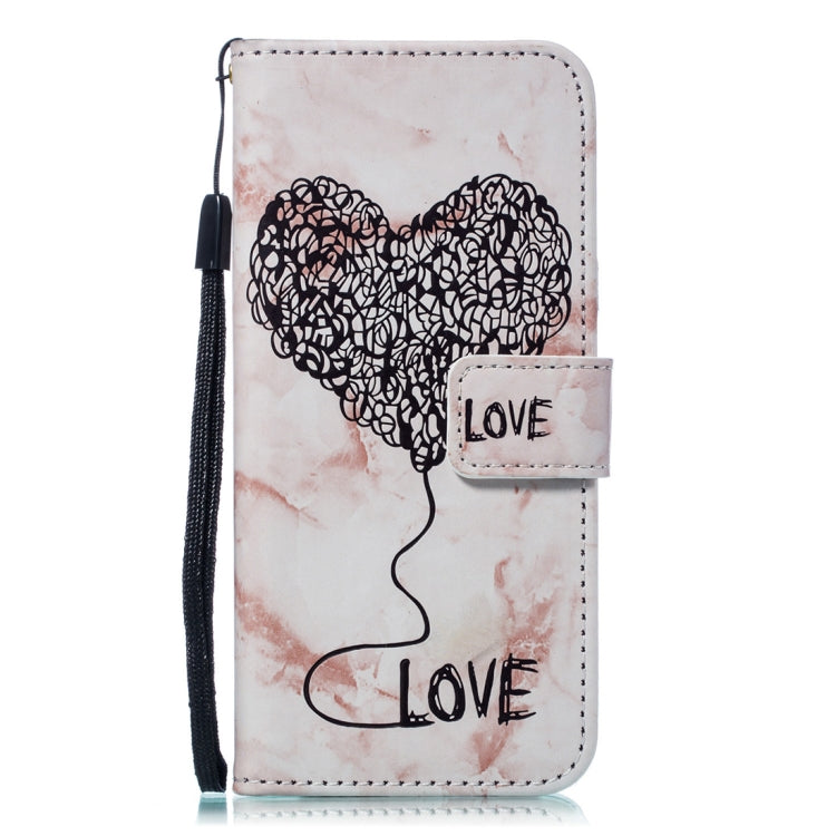 Heart + Marble Pattern Horizontal Flip Leather Case for Galaxy S9, with Holder & Card Slots & Wallet & Lanyard