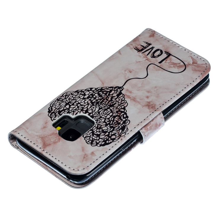 Heart + Marble Pattern Horizontal Flip Leather Case for Galaxy S9, with Holder & Card Slots & Wallet & Lanyard