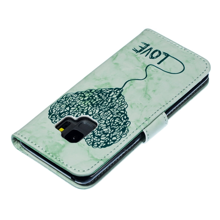 Heart + Marble Pattern Horizontal Flip Leather Case for Galaxy S9, with Holder & Card Slots & Wallet & Lanyard