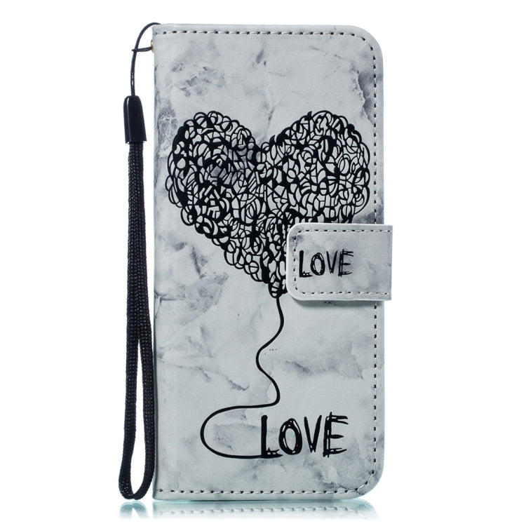 Heart + Marble Pattern Horizontal Flip Leather Case for Galaxy S9, with Holder & Card Slots & Wallet & Lanyard