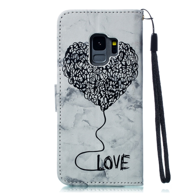 Heart + Marble Pattern Horizontal Flip Leather Case for Galaxy S9, with Holder & Card Slots & Wallet & Lanyard