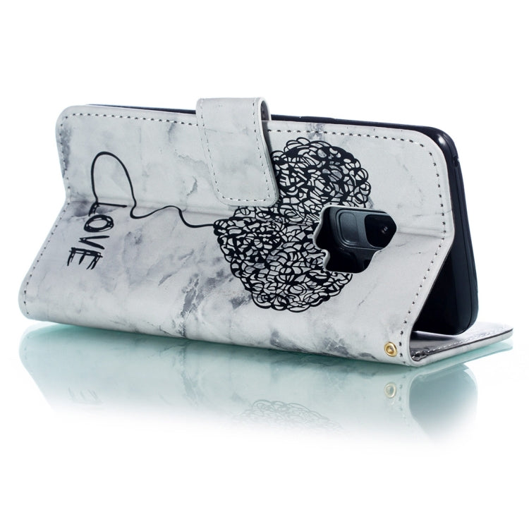 Heart + Marble Pattern Horizontal Flip Leather Case for Galaxy S9, with Holder & Card Slots & Wallet & Lanyard