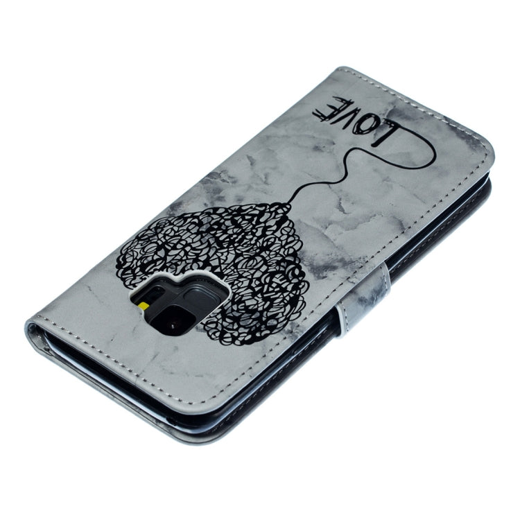 Heart + Marble Pattern Horizontal Flip Leather Case for Galaxy S9, with Holder & Card Slots & Wallet & Lanyard