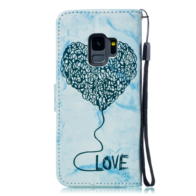 Heart + Marble Pattern Horizontal Flip Leather Case for Galaxy S9, with Holder & Card Slots & Wallet & Lanyard