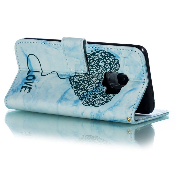 Heart + Marble Pattern Horizontal Flip Leather Case for Galaxy S9, with Holder & Card Slots & Wallet & Lanyard