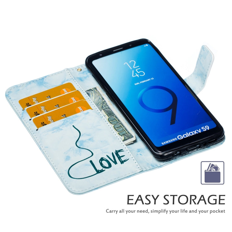 Heart + Marble Pattern Horizontal Flip Leather Case for Galaxy S9, with Holder & Card Slots & Wallet & Lanyard