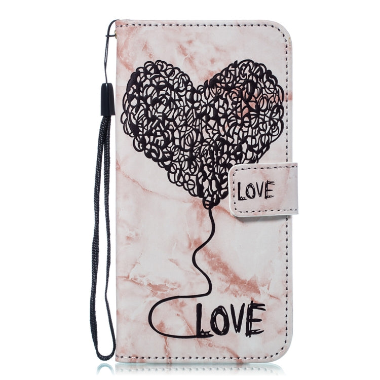 Heart + Marble Pattern Horizontal Flip Leather Case for Galaxy S9+, with Holder & Card Slots & Wallet & Lanyard