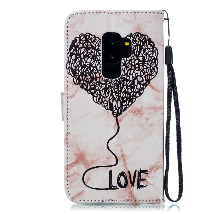 Heart + Marble Pattern Horizontal Flip Leather Case for Galaxy S9+, with Holder & Card Slots & Wallet & Lanyard