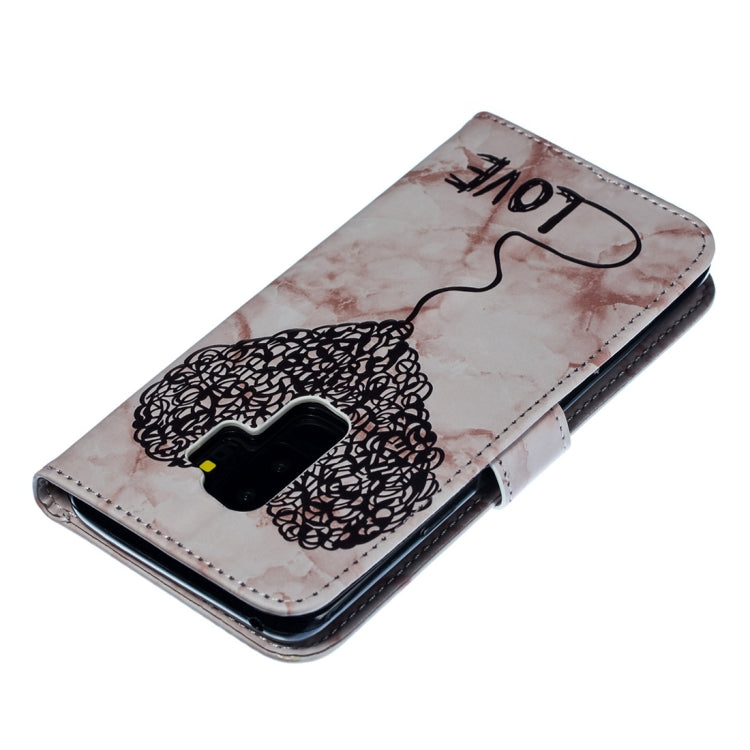 Heart + Marble Pattern Horizontal Flip Leather Case for Galaxy S9+, with Holder & Card Slots & Wallet & Lanyard