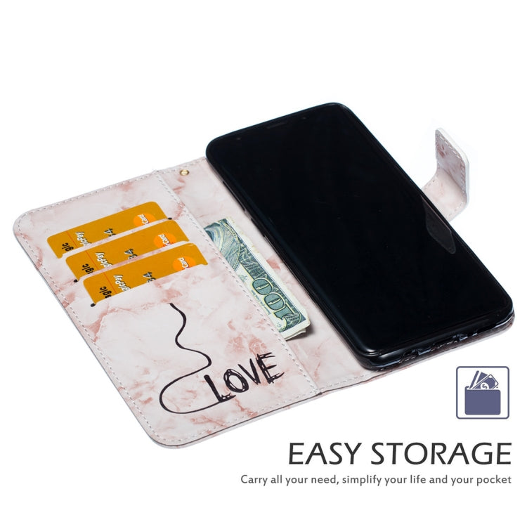 Heart + Marble Pattern Horizontal Flip Leather Case for Galaxy S9+, with Holder & Card Slots & Wallet & Lanyard