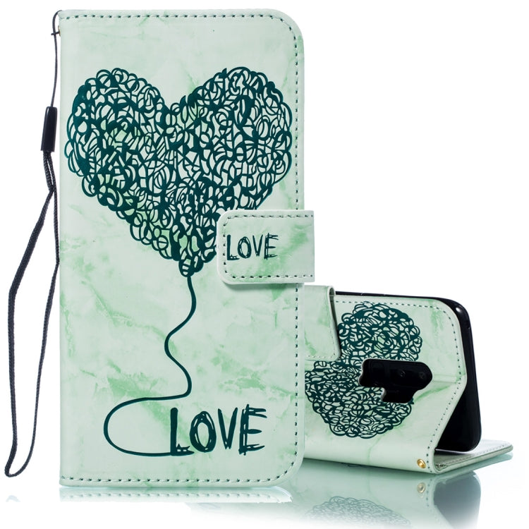 Heart + Marble Pattern Horizontal Flip Leather Case for Galaxy S9+, with Holder & Card Slots & Wallet & Lanyard