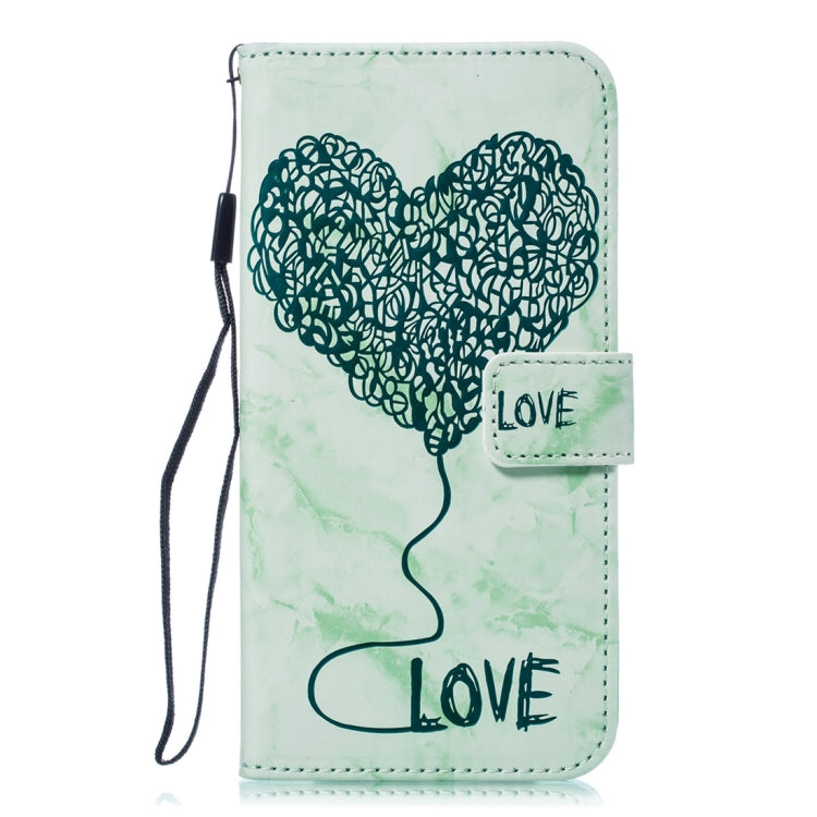 Heart + Marble Pattern Horizontal Flip Leather Case for Galaxy S9+, with Holder & Card Slots & Wallet & Lanyard