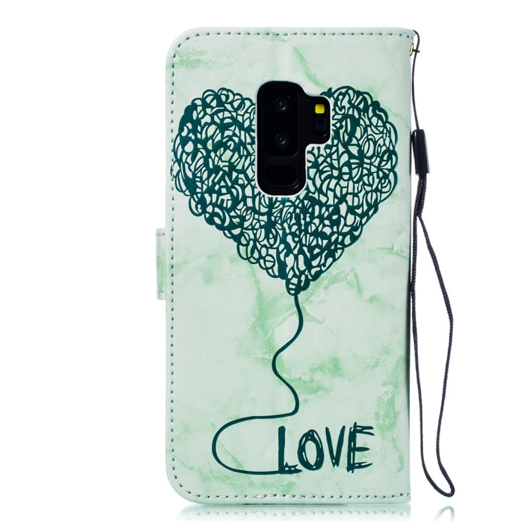 Heart + Marble Pattern Horizontal Flip Leather Case for Galaxy S9+, with Holder & Card Slots & Wallet & Lanyard