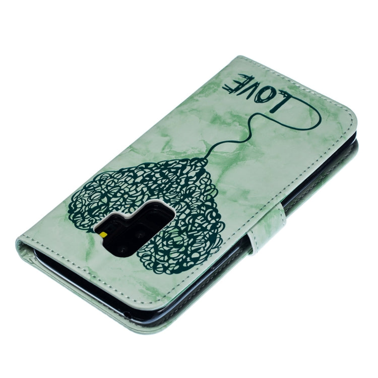 Heart + Marble Pattern Horizontal Flip Leather Case for Galaxy S9+, with Holder & Card Slots & Wallet & Lanyard