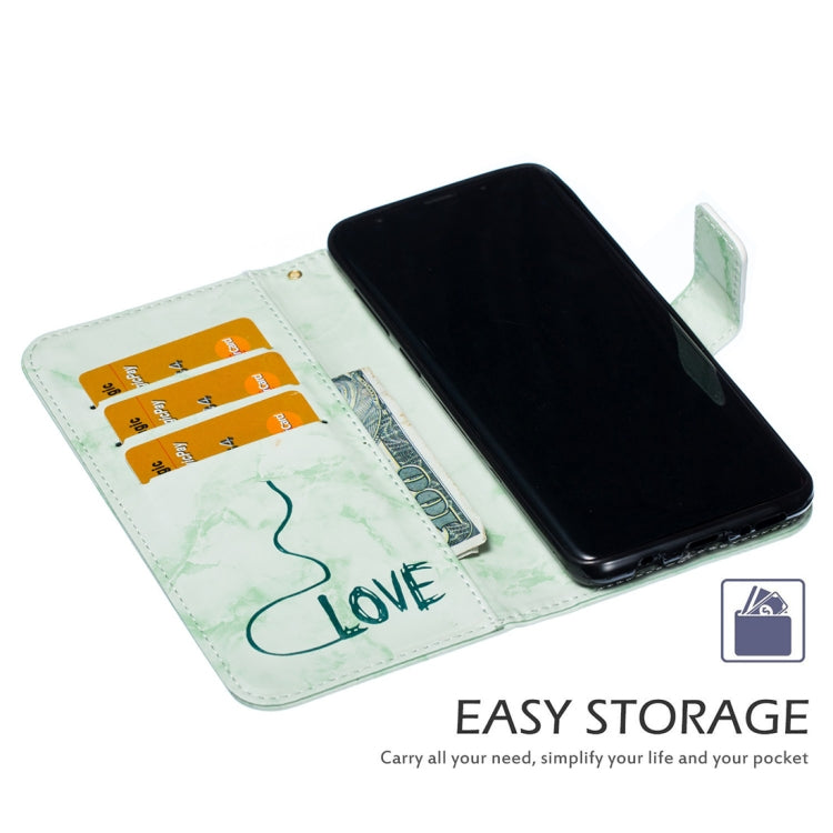 Heart + Marble Pattern Horizontal Flip Leather Case for Galaxy S9+, with Holder & Card Slots & Wallet & Lanyard