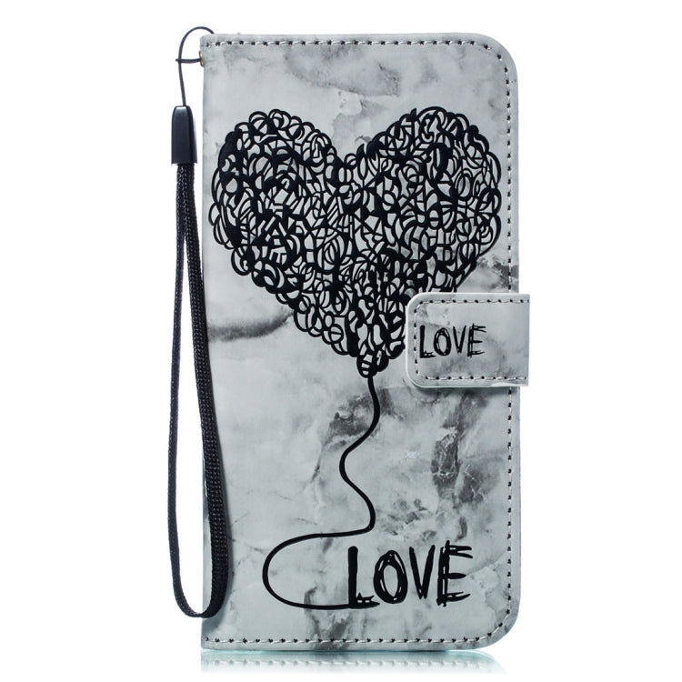 Heart + Marble Pattern Horizontal Flip Leather Case for Galaxy S9+, with Holder & Card Slots & Wallet & Lanyard