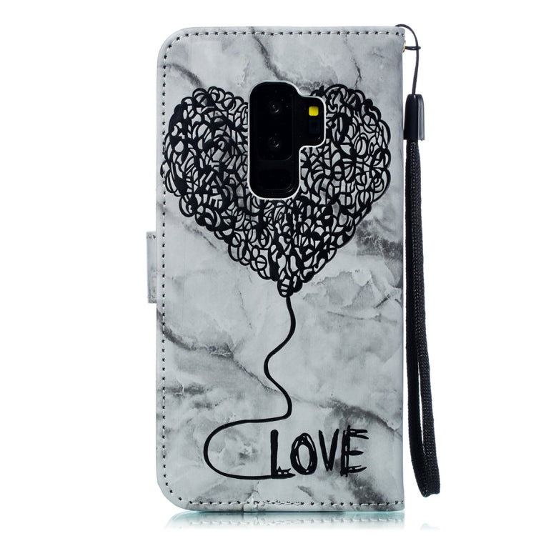 Heart + Marble Pattern Horizontal Flip Leather Case for Galaxy S9+, with Holder & Card Slots & Wallet & Lanyard