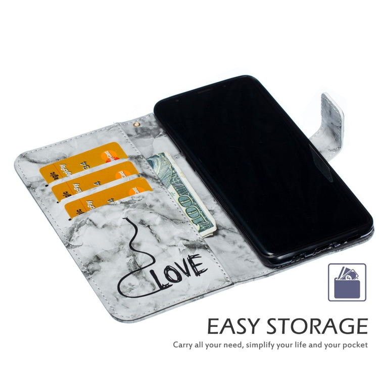 Heart + Marble Pattern Horizontal Flip Leather Case for Galaxy S9+, with Holder & Card Slots & Wallet & Lanyard