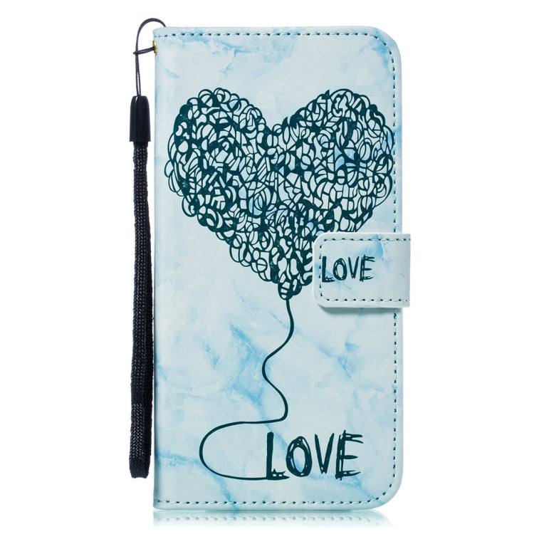 Heart + Marble Pattern Horizontal Flip Leather Case for Galaxy S9+, with Holder & Card Slots & Wallet & Lanyard