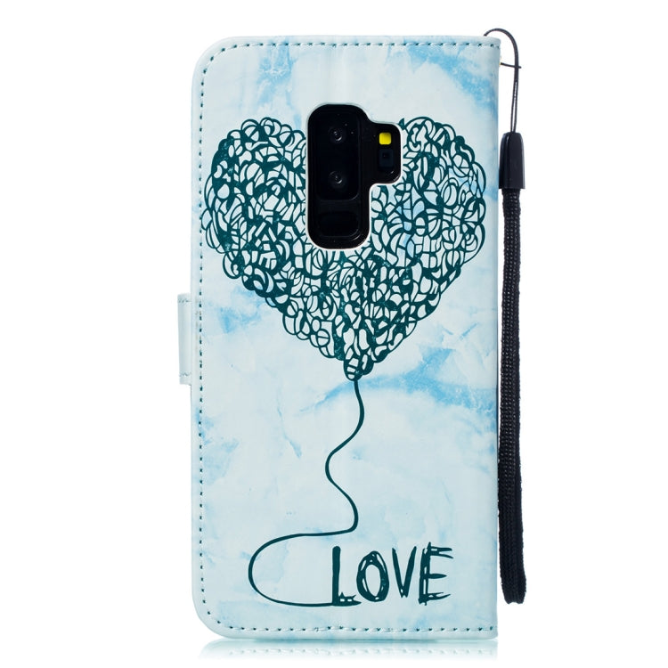 Heart + Marble Pattern Horizontal Flip Leather Case for Galaxy S9+, with Holder & Card Slots & Wallet & Lanyard