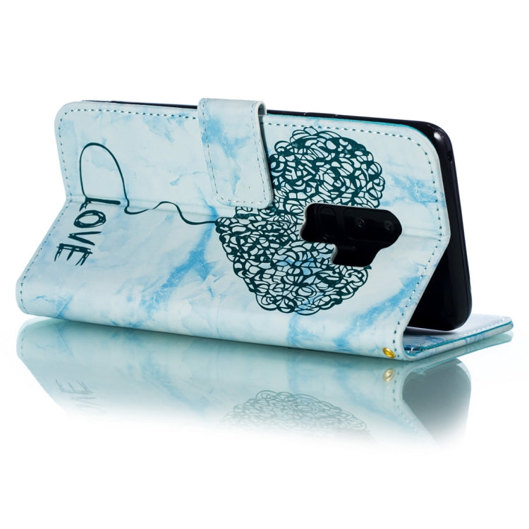 Heart + Marble Pattern Horizontal Flip Leather Case for Galaxy S9+, with Holder & Card Slots & Wallet & Lanyard