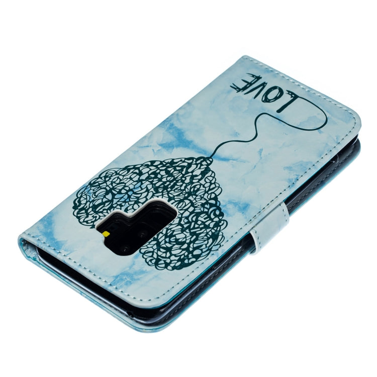 Heart + Marble Pattern Horizontal Flip Leather Case for Galaxy S9+, with Holder & Card Slots & Wallet & Lanyard