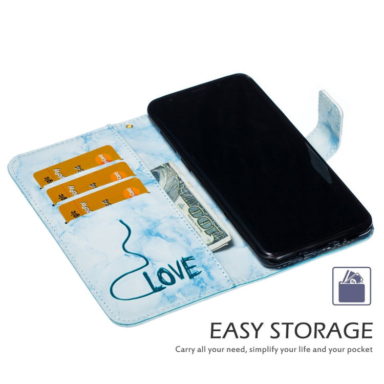 Heart + Marble Pattern Horizontal Flip Leather Case for Galaxy S9+, with Holder & Card Slots & Wallet & Lanyard