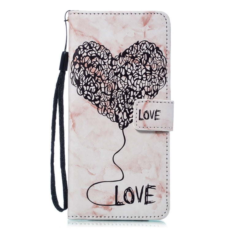 Heart + Marble Pattern Horizontal Flip Leather Case for Galaxy Note9, with Holder & Card Slots & Wallet & Lanyard