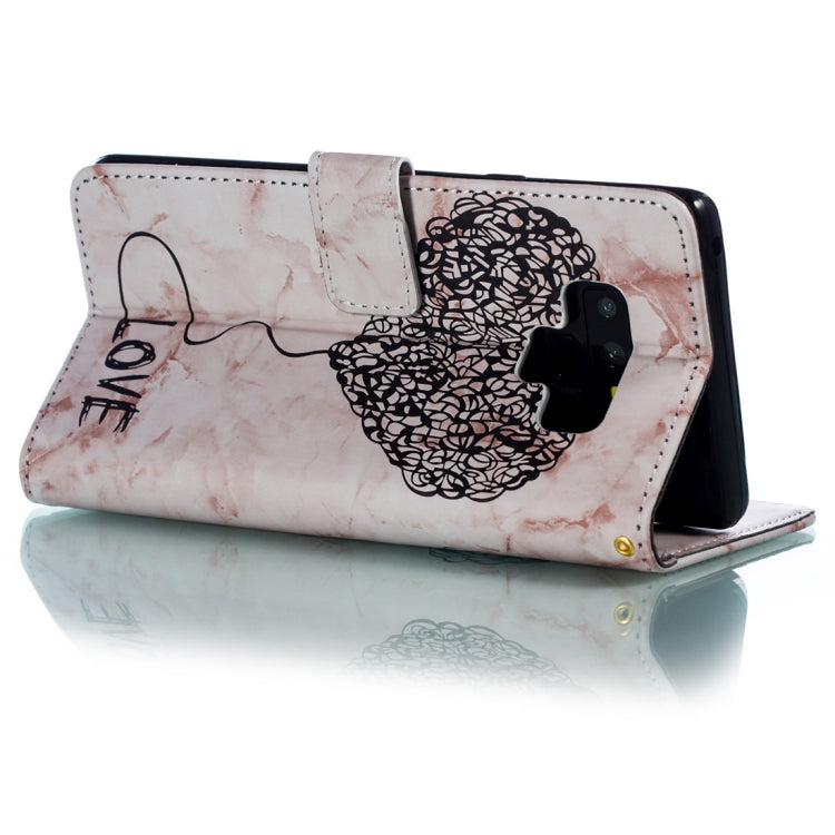 Heart + Marble Pattern Horizontal Flip Leather Case for Galaxy Note9, with Holder & Card Slots & Wallet & Lanyard