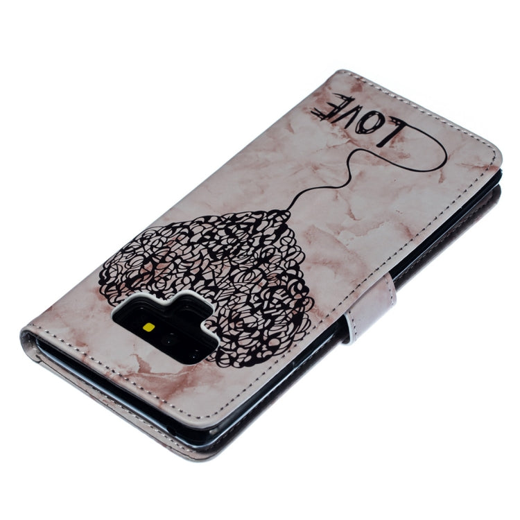 Heart + Marble Pattern Horizontal Flip Leather Case for Galaxy Note9, with Holder & Card Slots & Wallet & Lanyard
