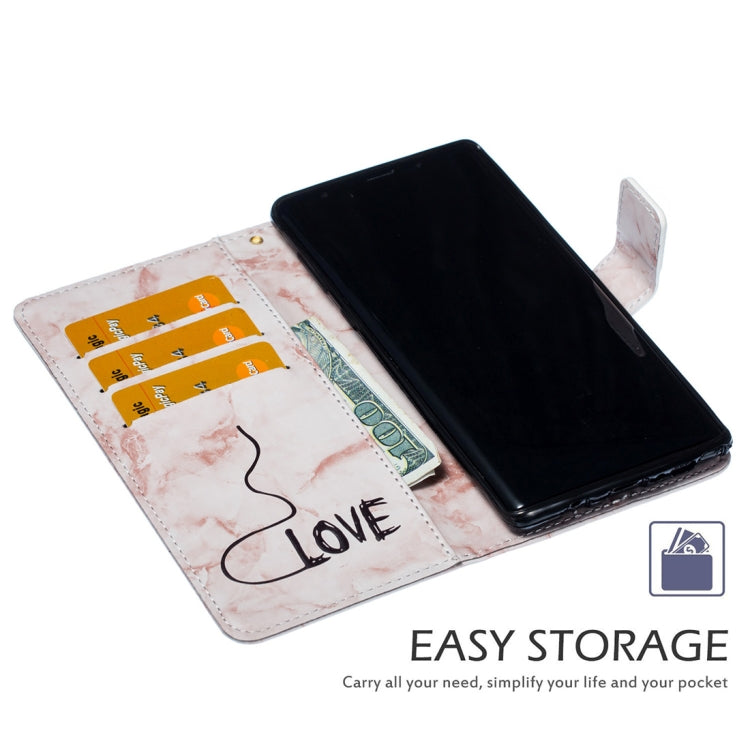 Heart + Marble Pattern Horizontal Flip Leather Case for Galaxy Note9, with Holder & Card Slots & Wallet & Lanyard