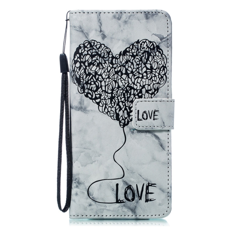 Heart + Marble Pattern Horizontal Flip Leather Case for Galaxy Note9, with Holder & Card Slots & Wallet & Lanyard