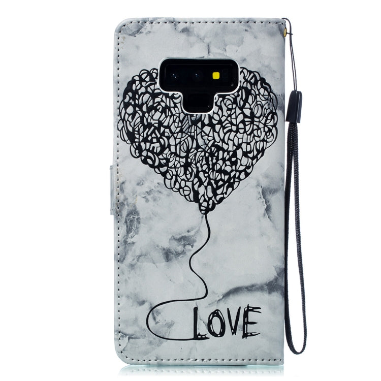 Heart + Marble Pattern Horizontal Flip Leather Case for Galaxy Note9, with Holder & Card Slots & Wallet & Lanyard